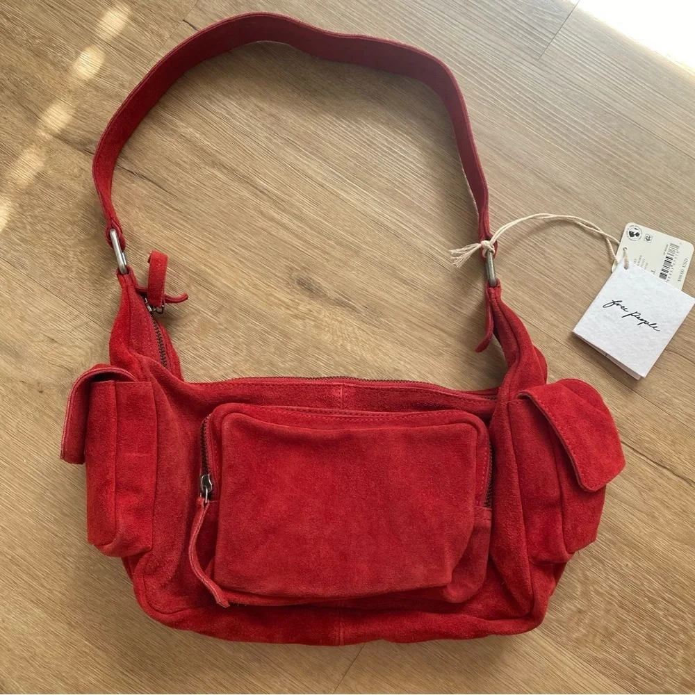 Free People Siren Suede Shoulder Bag in Garnet | Red